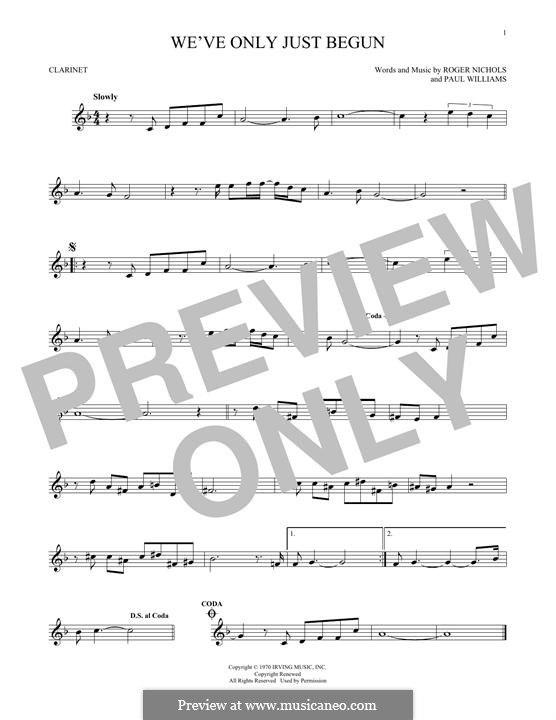 We've Only Just Begun (Carpenters): Für Klarinette by Paul H. Williams, Roger Nichols
