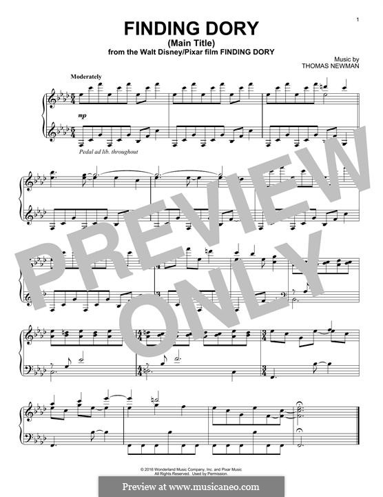 Finding Dory (Main Title): Für Klavier by Thomas Newman