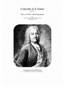 12 concerti e sinphonie, Op.1: Concerto No.7 in E minor for oboe (or flute) and string quartet by Giuseppe Antonio Brescianello