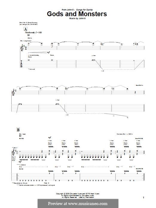 Gods and Monsters: Für Gitarre mit Tabulatur by John 5