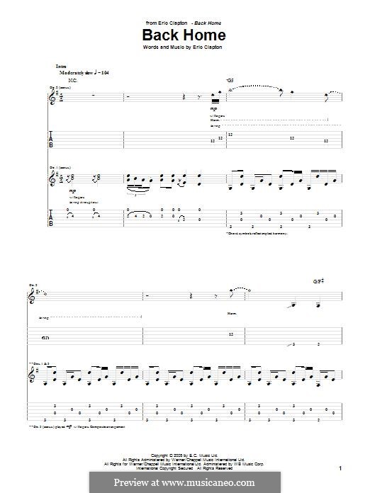 Back Home: Für Gitarre mit Tabulatur by Eric Clapton