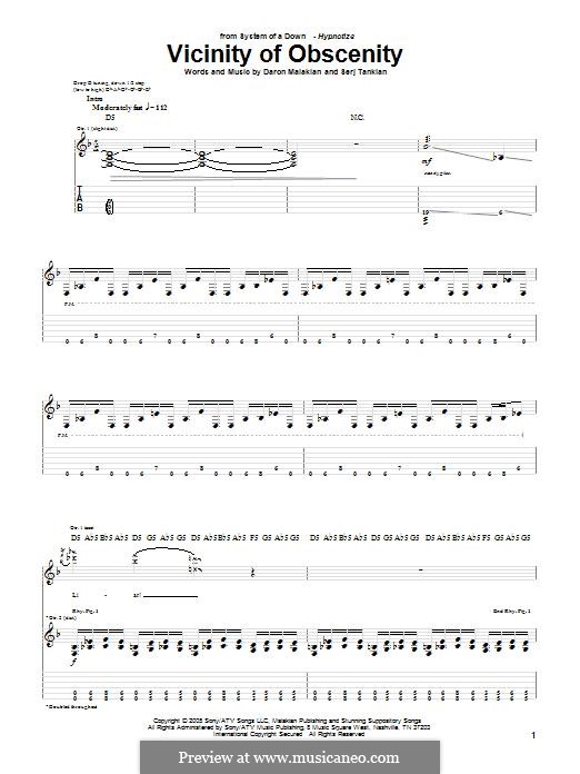 Vicinity of Obscenity (System of a Down): Für Gitarre mit Tabulatur by Daron Malakian, Serj Tankian