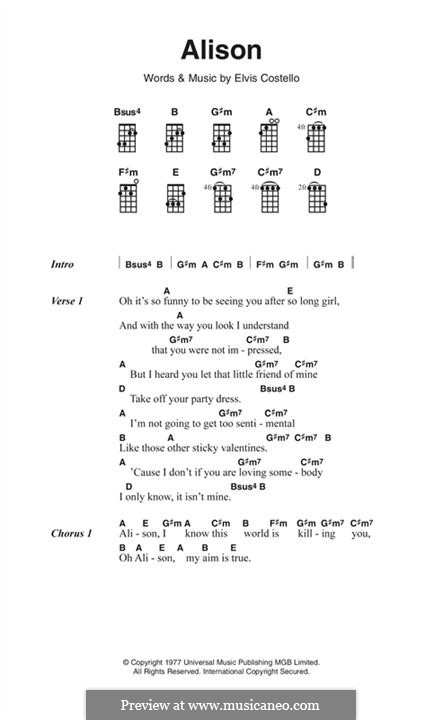 Alison: Text und Akkorde by Elvis Costello