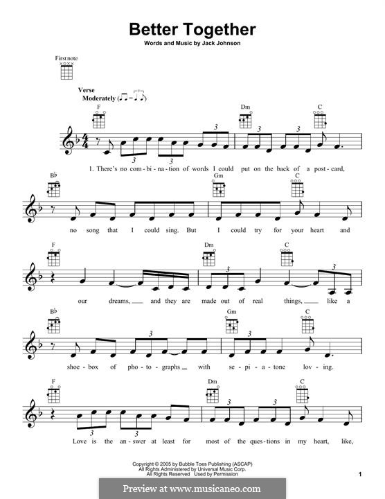 better together von j johnson noten auf musicaneo jack johnson better together sheet music