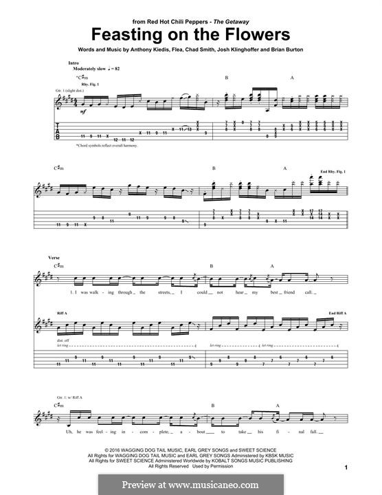 Feasting on the Flowers (Red Hot Chili Peppers): Für Gitarre mit Tabulatur by Flea, Anthony Kiedis, Brian Burton, Chad Smith, Josh Klinghoffer