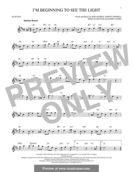 I'm Beginning to See the Light: Für Altsaxophon by John Hodges, Don George, Duke Ellington, Harry James