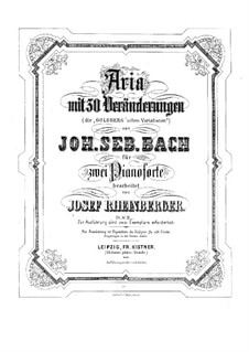 Goldberg-Variationen, BWV 988: Bearbeitung für zwei Klaviere, vierhändig by Johann Sebastian Bach