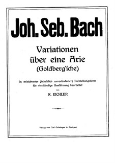 Goldberg-Variationen, BWV 988: Bearbeitung für Klavier, vierhändig by Johann Sebastian Bach