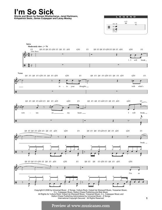 I'm So Sick (Flyleaf): Drum set by James Culpepper, Jared Hartmann, Kirkpatrick Seals, Lacey Mosley, Sameer Bhattacharya