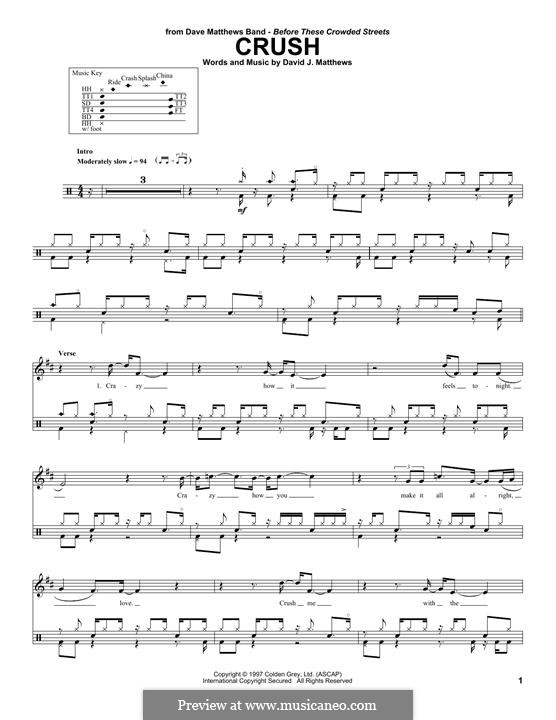 Crush (Dave Matthews Band): Drum set by David J. Matthews