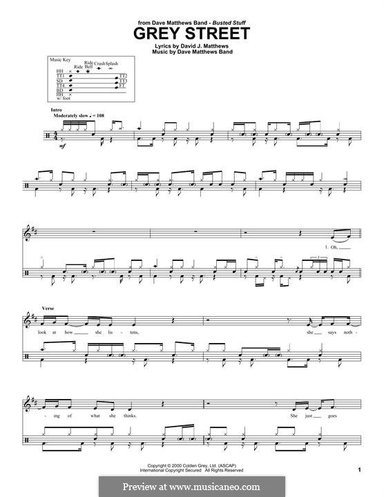 Grey Street (Dave Matthews Band): Drum set by David J. Matthews