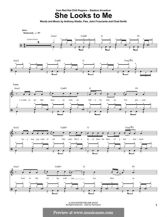 She Looks to Me (Red Hot Chili Peppers): Drum set by Flea, Anthony Kiedis, Chad Smith, John Frusciante