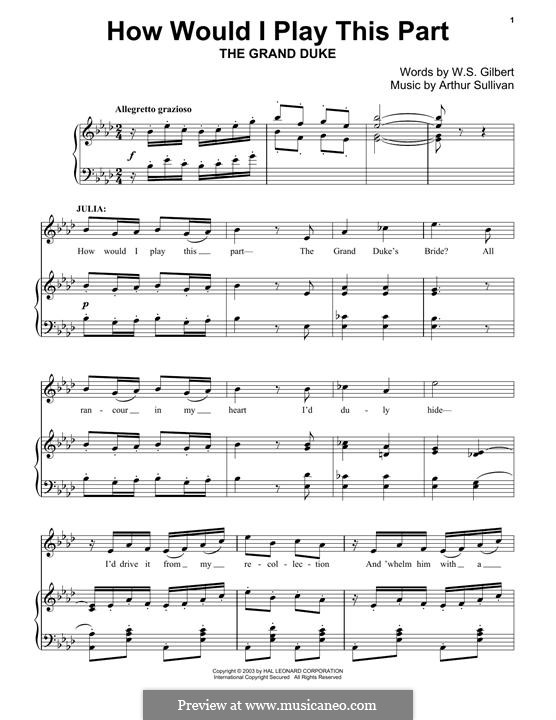 How Would I Play This Part: Für Klavier by Arthur Sullivan