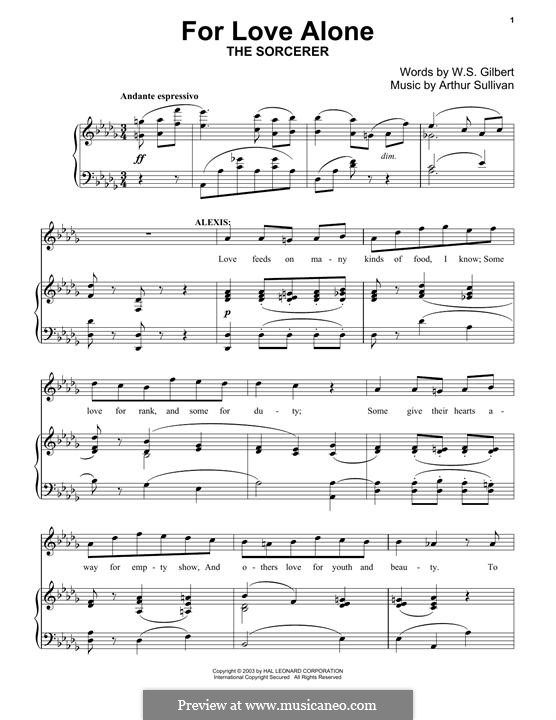 For Love Alone: Für Klavier by Arthur Sullivan