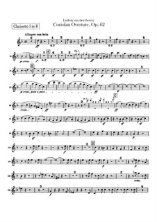 Ouvertüre Coriolan, Op.62: Klarinettenstimmen by Ludwig van Beethoven