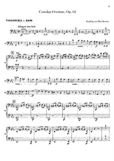 Ouvertüre Coriolan, Op.62: Cello und Kontrabassstimmen by Ludwig van Beethoven