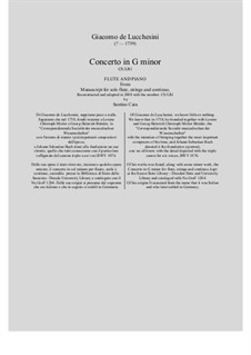Concerto in G minor for Flute and String Quartet: Version für Flöte und Klavier, CS/LR2 by Giacomo de Lucchesini
