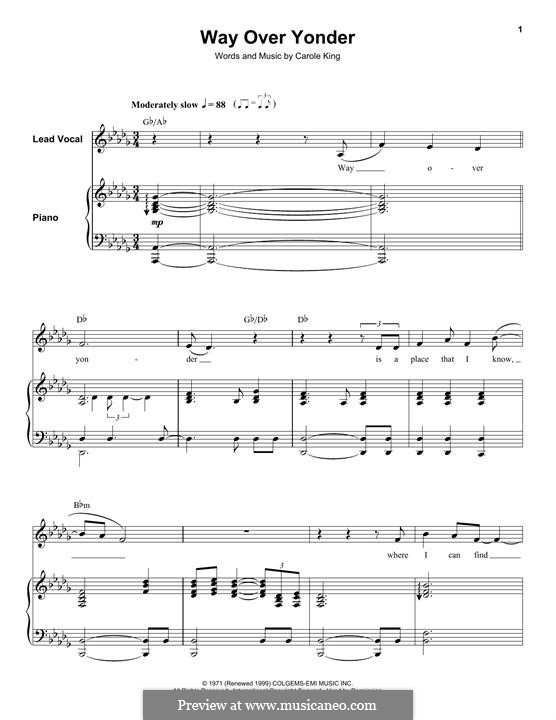 Way Over Yonder: Für Stimme und Klavier (oder Gitarre) by Carole King