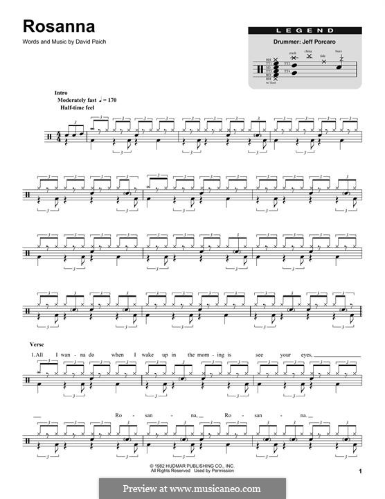 Rosanna (Toto): Drum set by David Paich