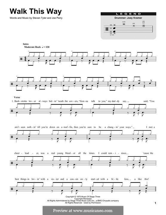 Walk This Way (Aerosmith and Run D.M.C.): Drum set by Joe Perry, Steven Tyler