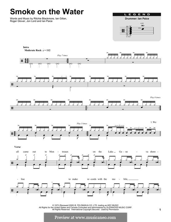 Instrumental version: Drum set by Ian Gillan, Ian Paice, Jon Lord, Ritchie Blackmore, Roger Glover