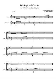 Donkeys and Carrots: For C-instrument and guitar (B Flat Major) by folklore