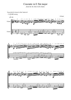 Suite für Cello Nr.4 in Es-Dur, BWV 1010: Courante, for guitar by Johann Sebastian Bach