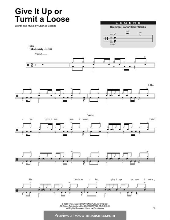 Give It Up or Turnit a Loose (James Brown): Drum set by Charles Bobbitt