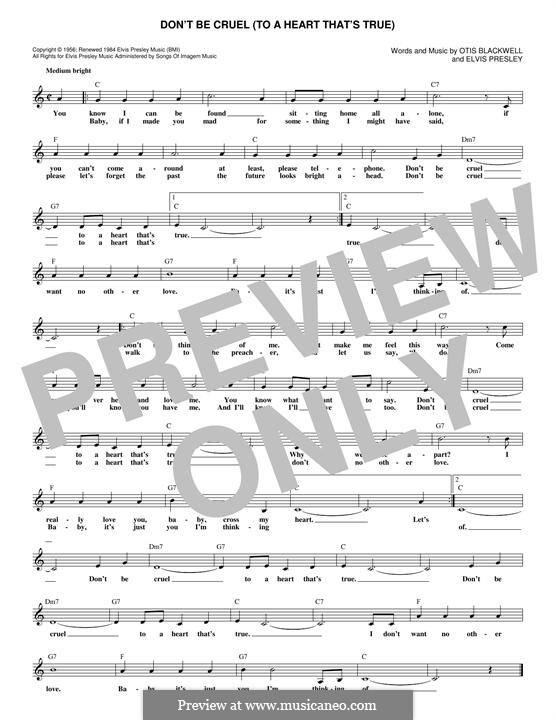 Don't Be Cruel: Melodische Linie by Elvis Presley, Otis Blackwell