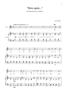 Amadis oder Amadis von Gallien, LWV 63: Bois épais. Version for voice and piano by Jean-Baptiste Lully
