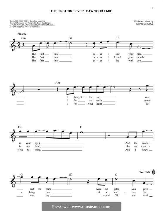 The First Time Ever I Saw Your Face: Melodische Linie by Ewan MacColl