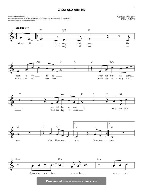 Grow Old With Me: Melodische Linie by John Lennon