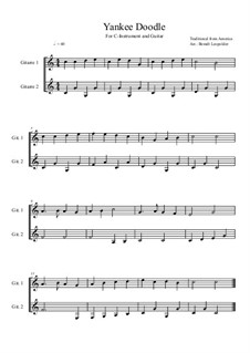 Yankee Doodle: For C-instrument and guitar (C Major) by folklore