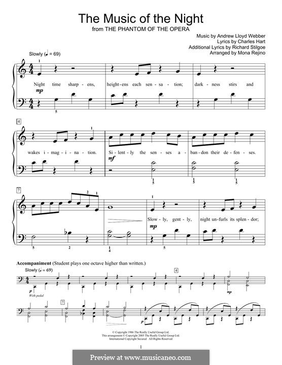 The Music of the Night, instrumental version: Für Klavier by Andrew Lloyd Webber