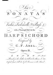 Sechs Sonaten für Violine, Cello und Cembalo, Op.9: Cellostimme by Carl Friedrich Abel