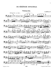 Fünf Stücke für Cello und Klavier, Op.47: Nr.2 Spanische Serenade – Solo Stimme by Ladislas Aloïz