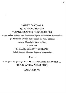 Sacrae Cantiones: Sacrae Cantiones by Blasius Ammon
