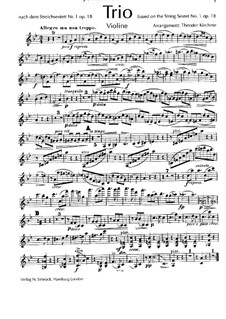 Streichsextett Nr.1 in B-Dur, Op.18: Version für Klaviertrio – Violinstimme by Johannes Brahms