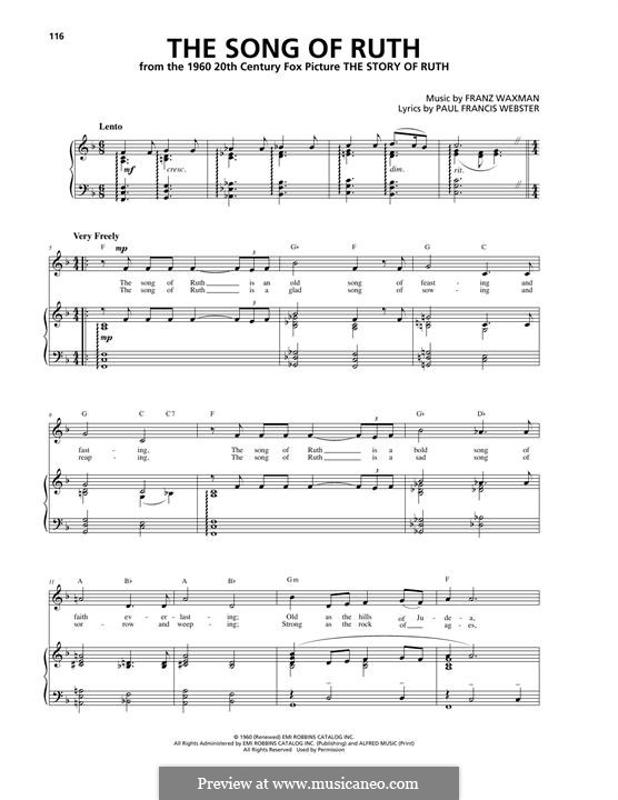The Song of Ruth: Für Stimme und Klavier (oder Gitarre) by Franz Waxman