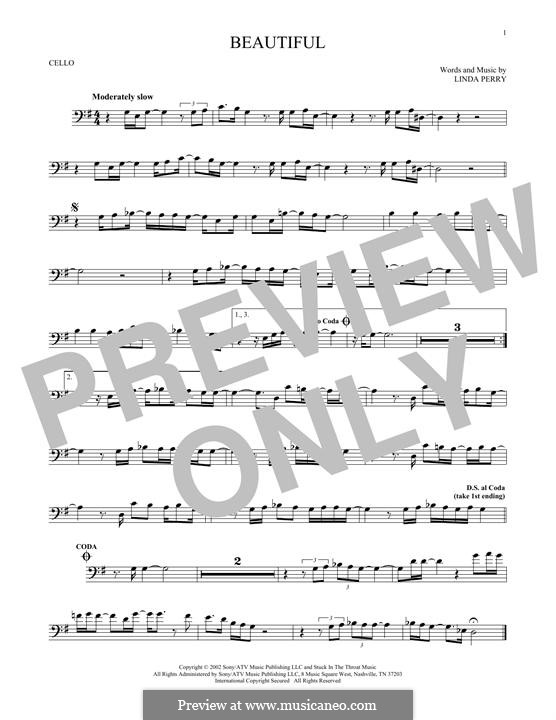 Beautifull (Christina Aguilera & Beverly McClellan): Für Cello by Linda Perry