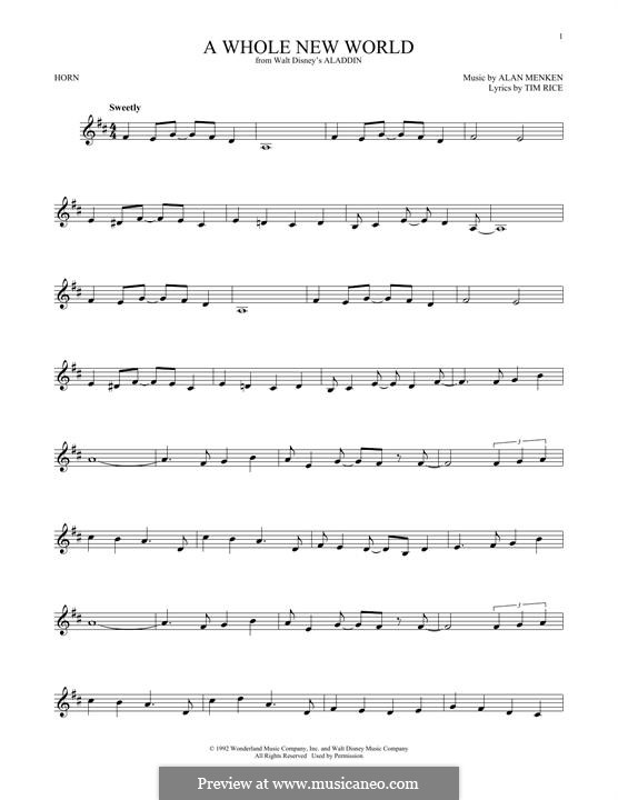 Instrument version: For horn by Alan Menken