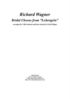 Brautlied: For 3 Bb clarinets and bass clarinet by Richard Wagner