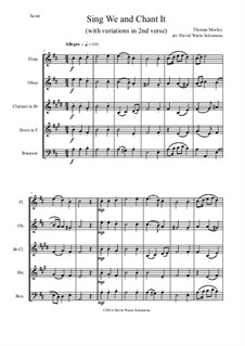 Sing We and Chant It: For wind quintet (with variations) by Thomas Morley