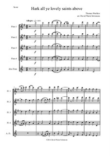 Hark All Ye Lovely Saints: For flute quintet (4 flutes and 1 alto flute) by Thomas Weelkes