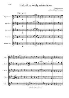Hark All Ye Lovely Saints: For saxophone quintet by Thomas Weelkes