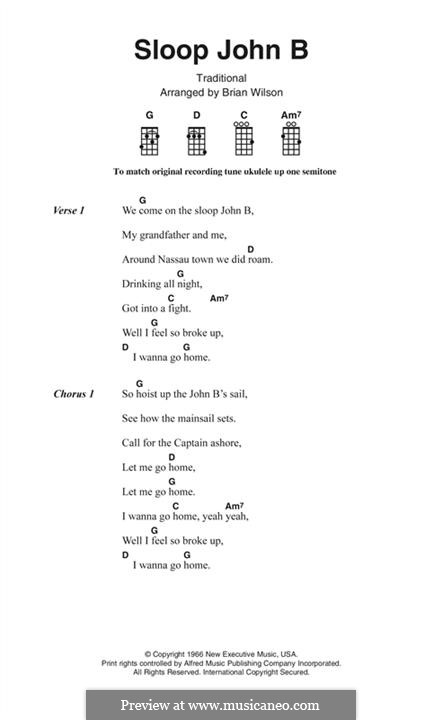 Sloop John B (The Beach Boys): Text und Akkorde by folklore