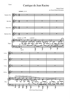 Cantique de Jean Racine, Op.11: For saxophone quartet and piano by Gabriel Fauré