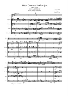 Concerto for Oboe and Strings in G Major, TWV 51:G3: Score, parts by Georg Philipp Telemann
