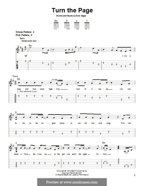 Turn the Page: Für Gitarre mit Tabulatur by Bob Seger