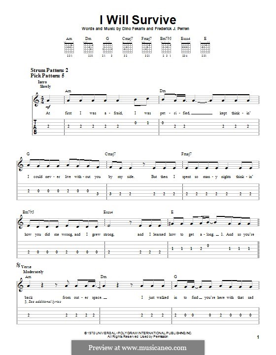 I Will Survive (Gloria Gaynor): Für Gitarre mit Tabulatur by Dino Fekaris, Freddie Perren